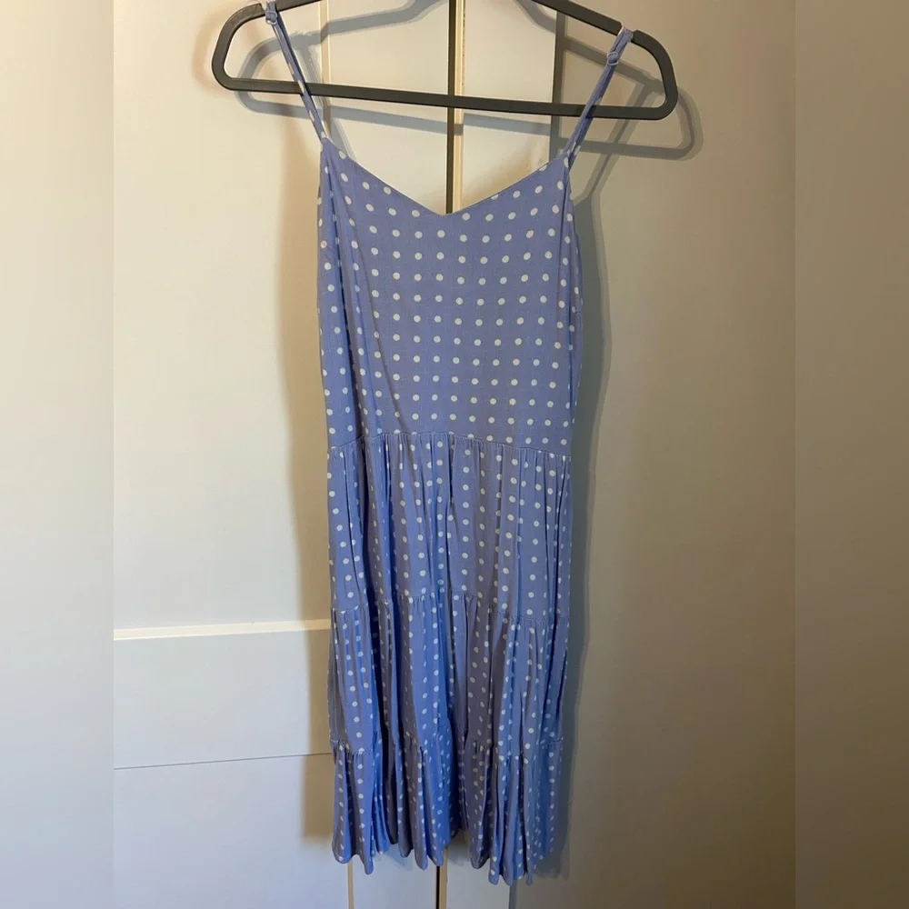 Monteau Light Blue Polka Dot Print Midi Dress - Picture 3 of 6